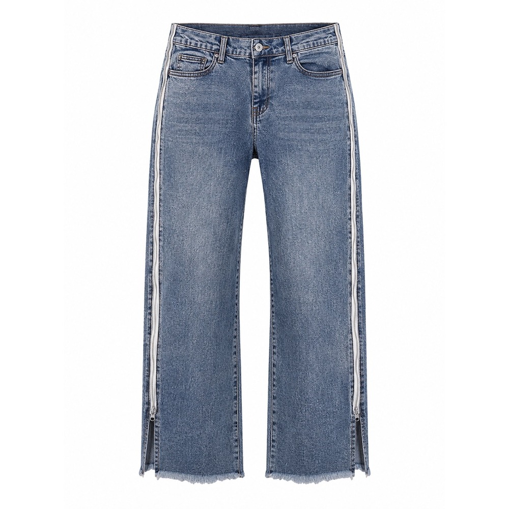 Dance &‎ Marvel Womens Acid Wash Wide Leg Side Zip Jeans Blue Large streetwear